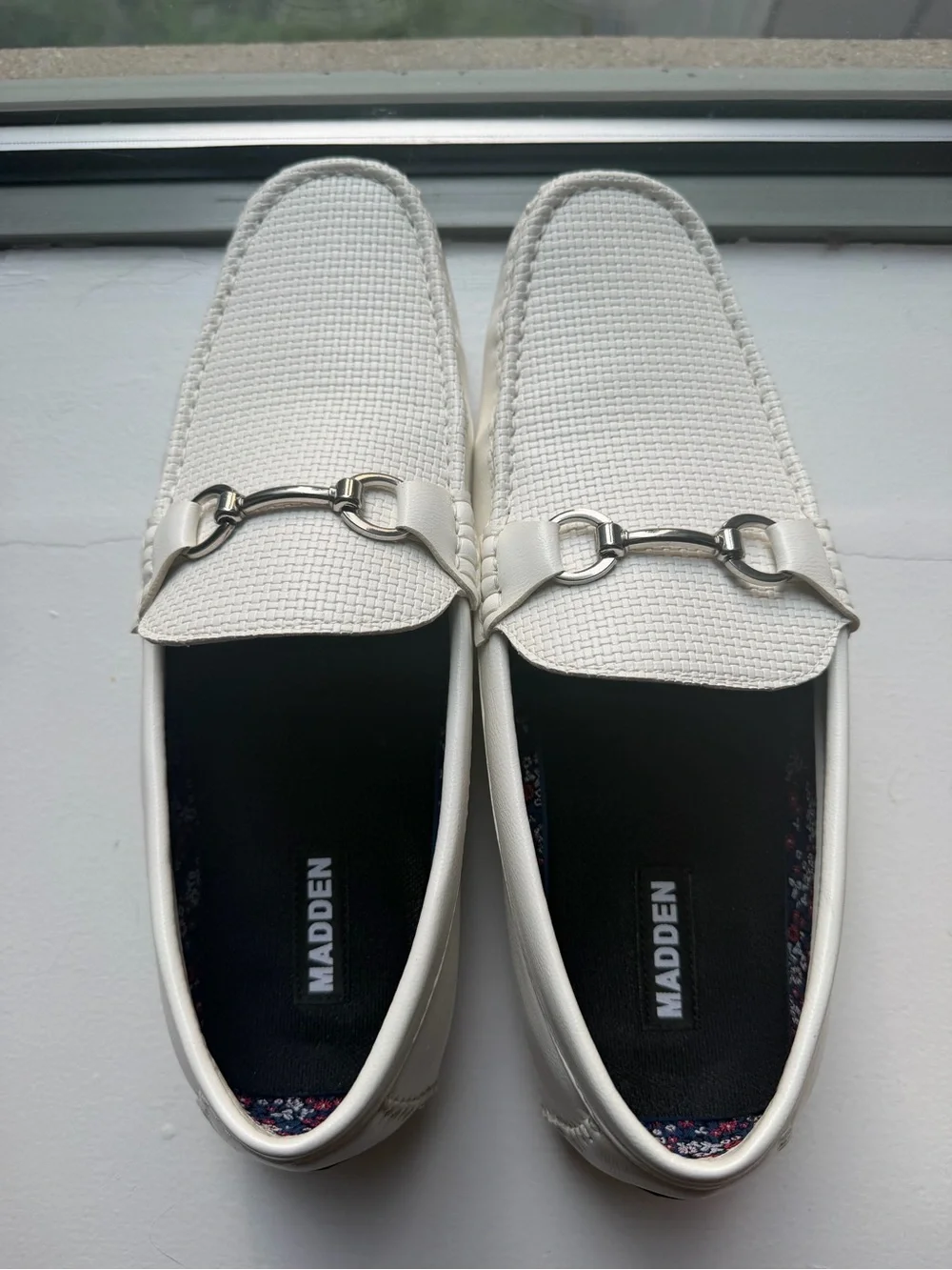 Steve Madden White Slip-On Driving Loafers